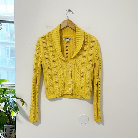 Tommy Hilfiger Sweaters - Tommy Hilfiger Yellow Cable Knit Cropped Sweater Size Small